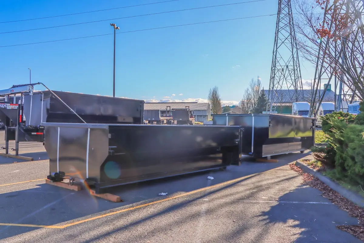 Roll-off dumpster ready for waste disposal at job site for Construction Dumpster Rental in Gray